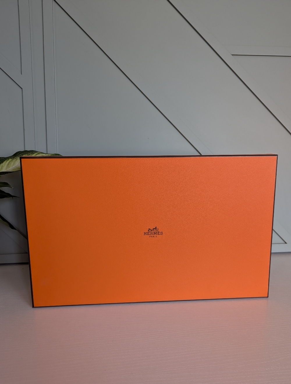 Hermès Orange Box with Black Trim and Center Logo